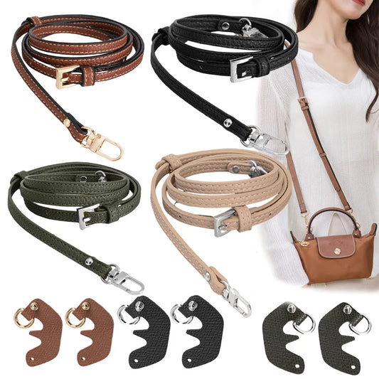 Bag Transformation Accessories For Longchamp Mini Bag Straps Punch-free Genuine Leather Shoulder Strap Crossbody Conversion