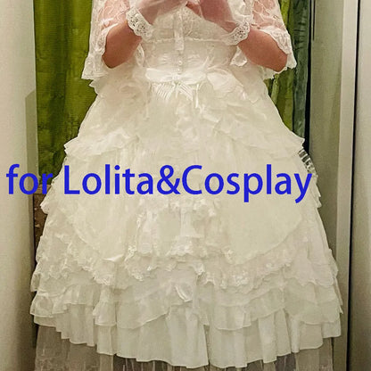 Lolita Cosplay Petticoats Halloween White Black Chiffon Lace Short Ball Gown Crinoline Bridal Petticoats Underskirt