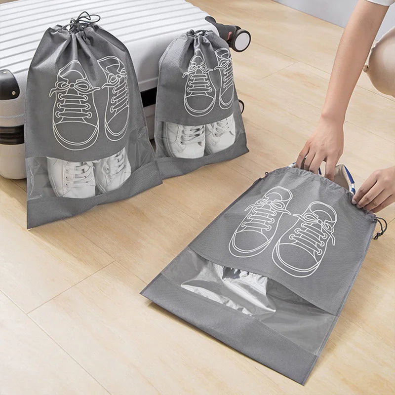 Non-woven Shoes Bag Waterproof Dustproof Travel Bag Portable Tote Drawstring Bag For Shoes Storage Shoes Organizer 2024