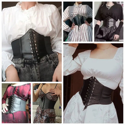 Corset Wide Belts For Women Pu Leather Slimming Body Waistband Female Shaping Girdle Elastic Waist Belt Cummerbunds