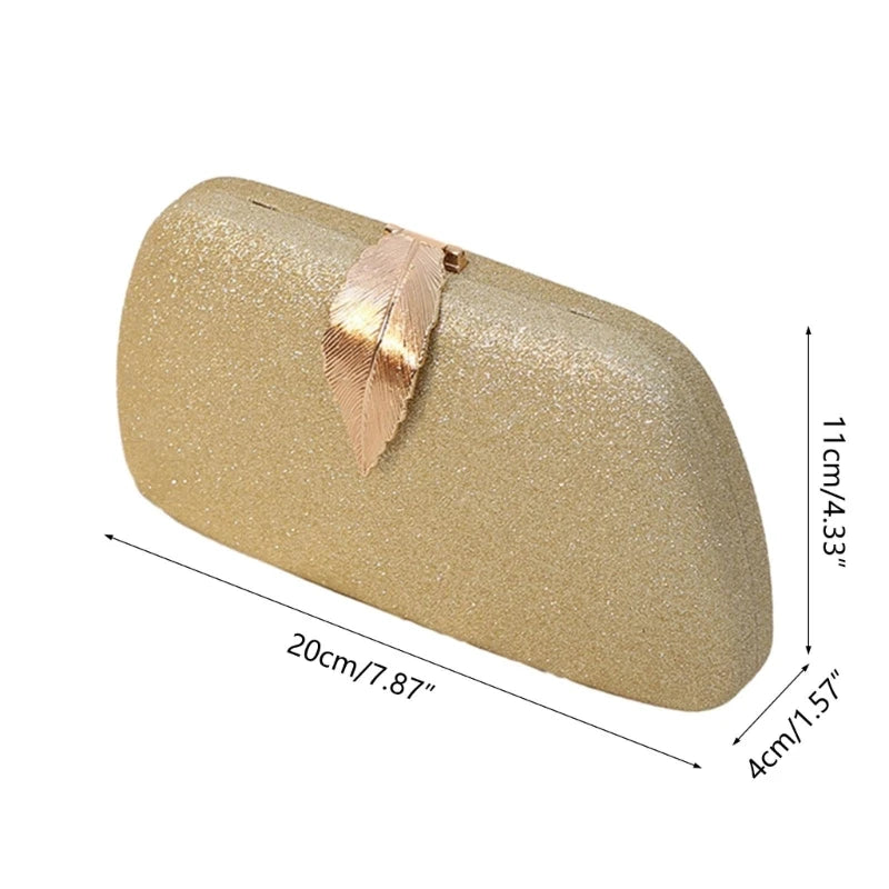 Women Wedding Leaf Clutch Formal Evening Bag Female Elegant Banquet Cocktail Prom Party Handbag Chain Crossbody Shoulder Bag