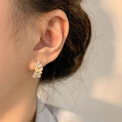 Unique Opals inlaid With Wheat Ears Golden Ear Buttons 2023 Earrings Party Luxury Jewelry For Women's Fashion Gift Accessories