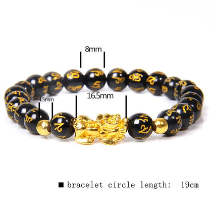 Fengshui Pixiu Bracelet Natural Obsidian Stone Beads Bracelets For Women Men Wealth Good Luck Buddha Unisex Wristband Jewelry