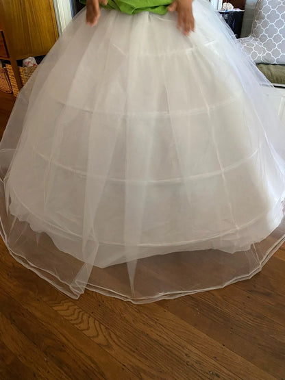 New Hot Sell 3 Hoops Big White Petticoat Super Fluffy Crinoline Slip Underskirt For Wedding Dress Bridal Gown In Stock