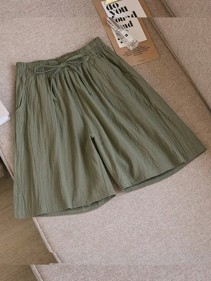 2023 Women Cotton shorts Summer Casual Solid Two Pockets shorts high waist loose shorts for girls Soft Cool female shorts