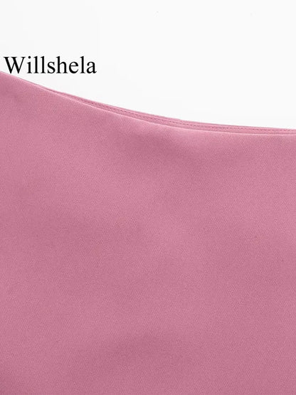 Willshela Women Fashion Solid Side Zipper Skirts Shorts Vintage High Waist Female Chic Lady Shorts