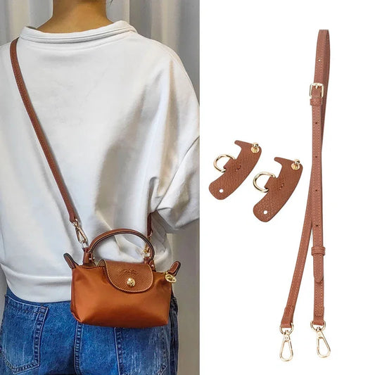 2024 New Transformation Accessories For Longchamp Mini Bag Straps Punch-free Genuine Leather Shoulder Strap Crossbody Bags