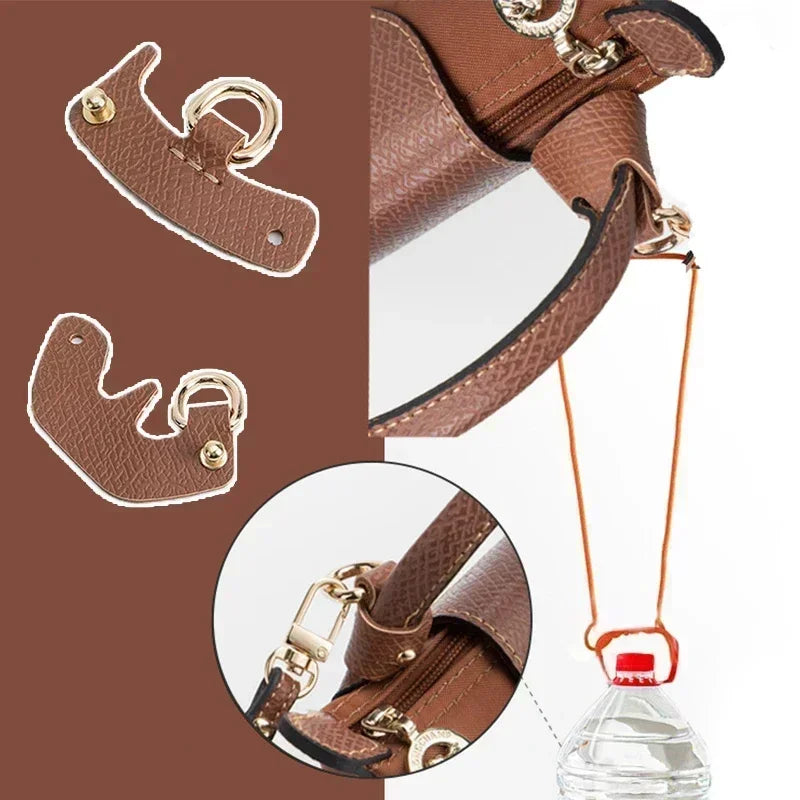 3Pcs Bag Transformation Accessories for Longchamp Mini Bag Straps Punch-free Genuine Leather Shoulder Strap Crossbody Conversion