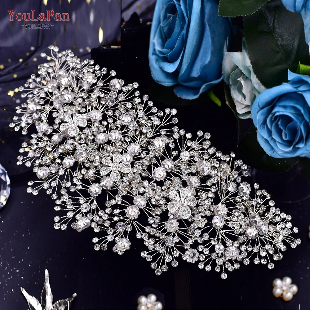 YouLaPan HP240 Golden Bride Hair Accessories Crystal Headband Woman Wedding Hair Jewelry Rhinestone Bridal Tiara and Headdress