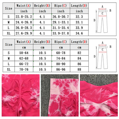 Seamless Tie Dye Bleach Sport Leggings Women Tummy Control Push Up Elastic Yoga Pants Fitness Gym Workout Tights Running Leggins