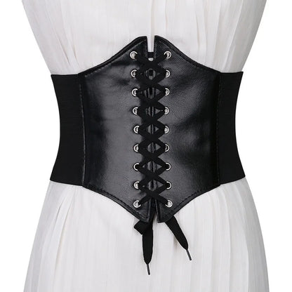 Corset Wide Belts For Women Pu Leather Slimming Body Waistband Female Shaping Girdle Elastic Waist Belt Cummerbunds