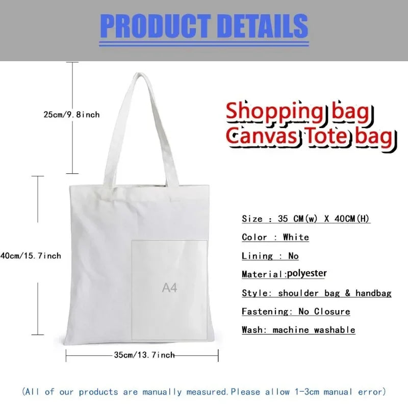 Business Casual Plants Print Shoulder Bag Resuable Eco Flower Floral Canvas Shopping Bags Women Large-capacity Outdoor Handbag