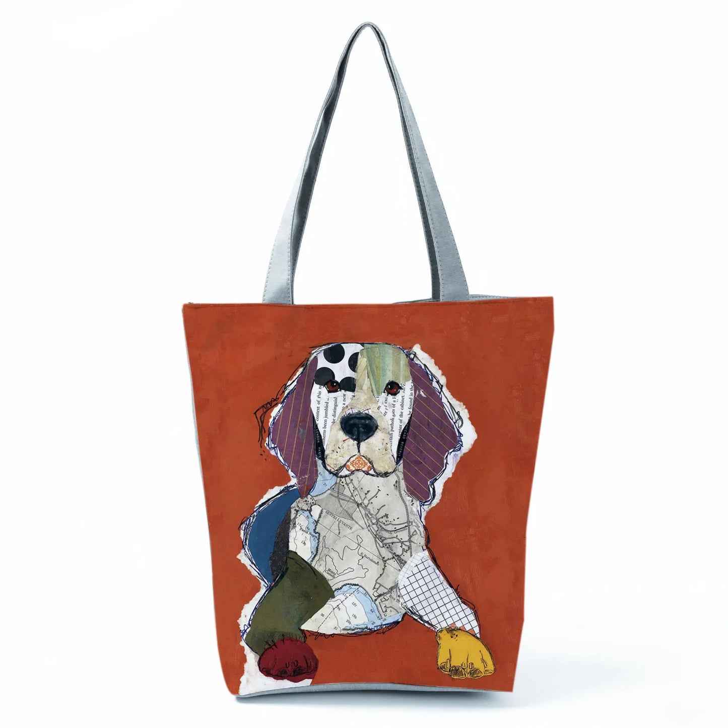 Color Painting Funny Bull Terrier Dog Print Shopping Bags Animal Tote Women School Traveling Shoulder Bag Ladies Casual Handbag