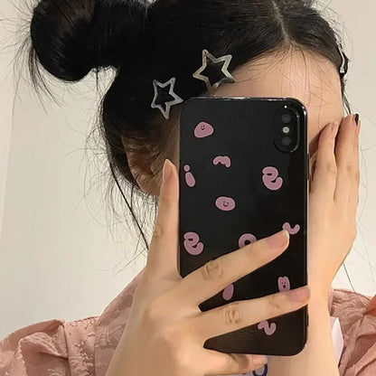 Simple Y2K Filigree Pentagram Star Metal Snap Hair Clips for Girls Punk Silver Hair Pin Headwear Gift Wholesale Hair Accessories