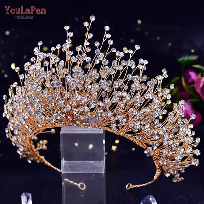 TOPQUEEN Wedding Crown Bride Diadem Hair Accessories Wedding Headwear Bridal Tiaras Pageant Headband Princess Hair Jewel HP193P