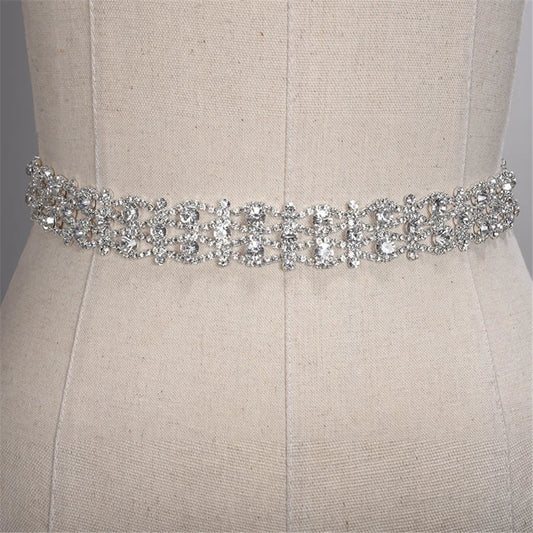 Real Photo Rhinestones Bridal Bbelt Diamond  Wedding Dress Belt Crystal Satin Wedding Sash for wedding dress accessories