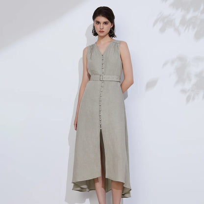 K2324W High Quality Ready to Wear Clothing Elegant Linen Vest Dress Luxury Women's Clothing Summer Clothes for Women