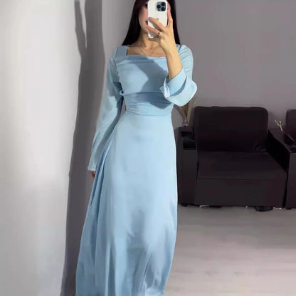 Long Sleeve Satin Diamond-encrusted Abaya Dubai Solid Muslim Dress Women Arabic Femme Elegance Abayas Turkey Islamic Clothing
#SummerFashion #Dress