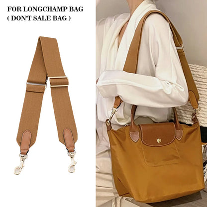 Bag Strap For Longchamp Bags Adjustable Length Canvas Wide Shoulder Strap Crossbody Straps Belt Replacement Bag Accessories