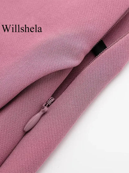 Willshela Women Fashion Solid Side Zipper Skirts Shorts Vintage High Waist Female Chic Lady Shorts