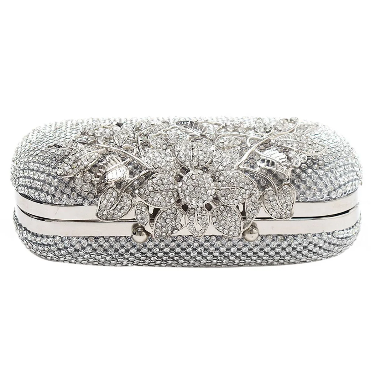 3X Unique Clasp Silver Diamante Crystal Diamond Evening Bag Clutch Purse Party Bridal Prom