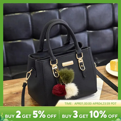 PU Leather Ladies HandBags Women Vintage Purse Plush Tassel Messenger Bags Tote Boston Shoulder Crossbody Bag