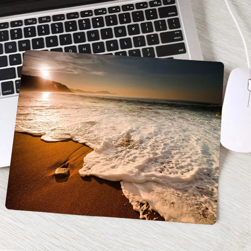 Beach Waves Palm Landscape New Computer Mouse Pad Lovely Gamer Natural Rubber Anti-slip Art Carpet Office Decoration MousePad