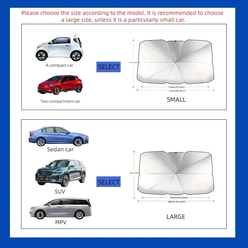 Car Front Windshield Sunshade Umbrella Summer Sun Protection Sunshade Blocking Car Interior Cooling Supplies