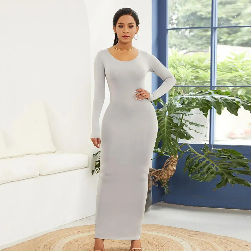 Sexy Long Dress Women Long Sleeve Round Neck Bodycon Maxi Dress evening party Dresses