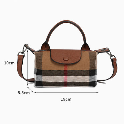 Fashion Genuine Leather Small Bag Tide 2023 New Casual Cowhide Mini Bag Mobile Phone Bag Plaid Crossbody Bag