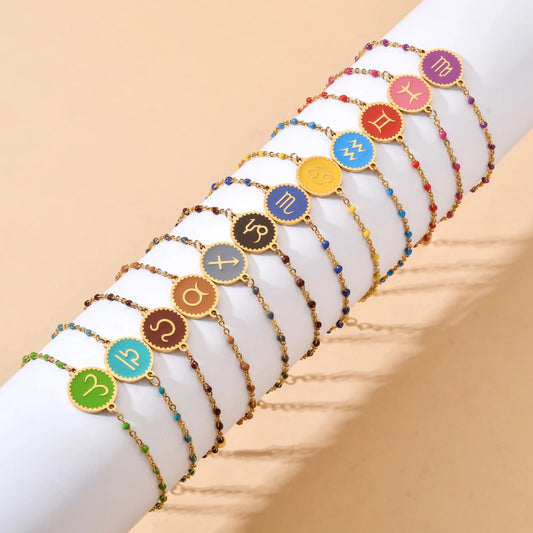 ZMZY Color 12 Constellation Zodiac Women's Bracelet Leo Cancer Virgo Libra Zircon Statement Jewelry Boho Bangles Bracelets Gift