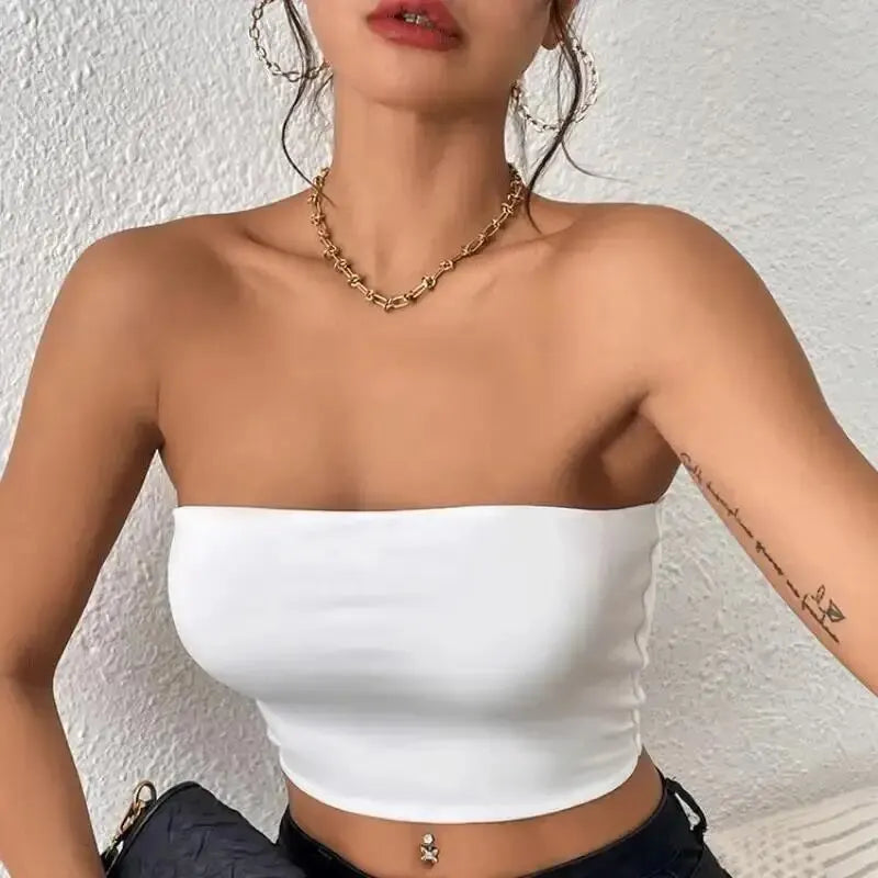 Top Women Bra Selling Solid Color Tube Tops in Europe and America New Yoga Sports Women Wrapped Vest Women Tube Top Cropped