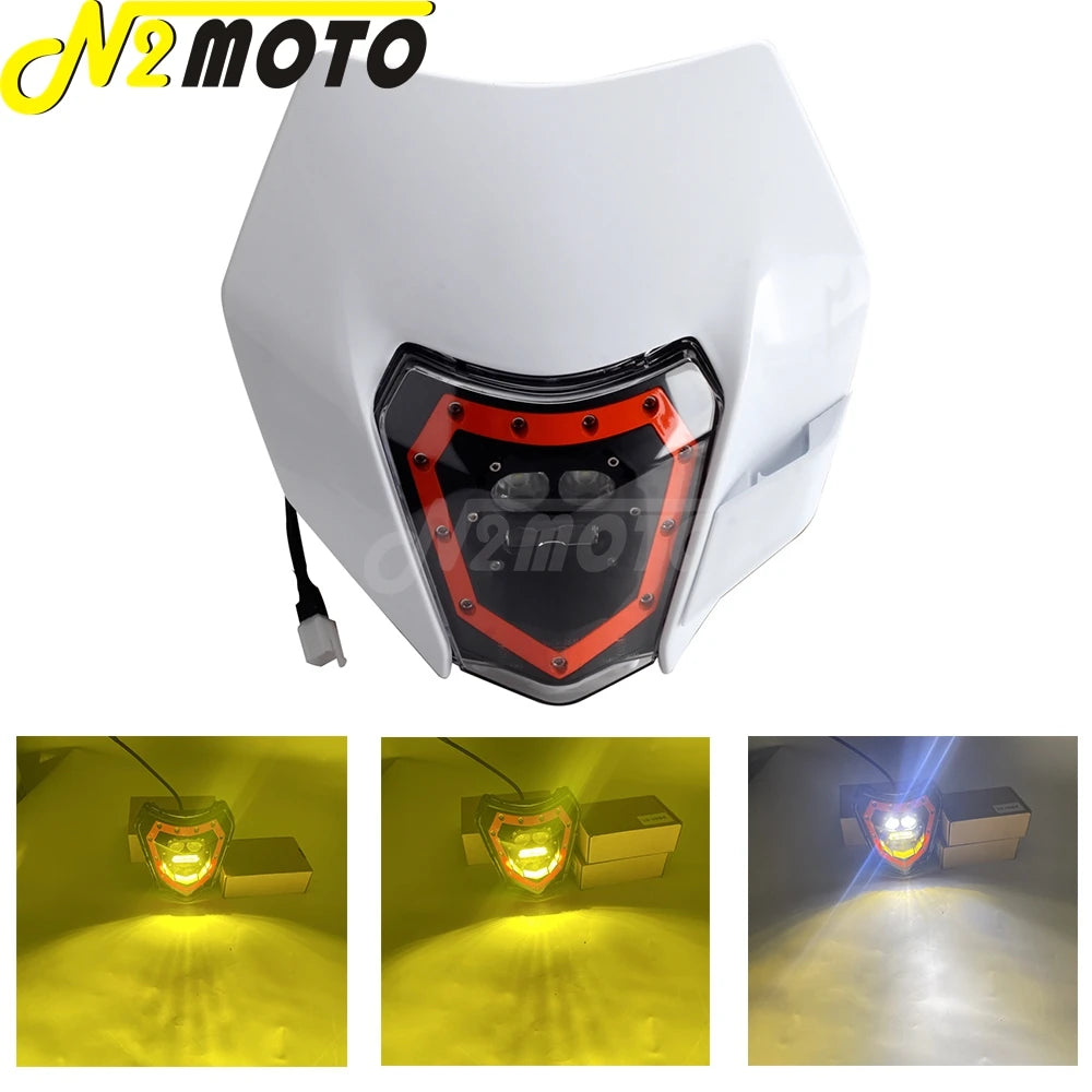 Dirt Bike Headlight For Honda Suzuki Yamaha DR KLX KX XT YZ KTM EXC XC SX XCW 65 85 125 350 400 530 250 Enduro E8 Emark Headlamp