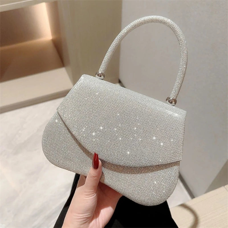 Women Luminous Handbag Elegant Handheld Evening Purse Banquet Clutch for Club Wedding Prom Party Chain Shoulder Crossbody Bag