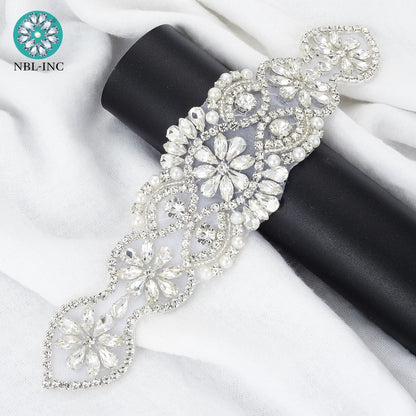 (1PC) Bridal dress belt wedding with silver crystals rhinestone applique sash belts No Ribbon for wedding dress WDD0152-WDD0403