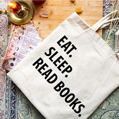 Eat Sleep Read Books Pattern Luggage Bag, Fashion Eco Friendly Woman's Tote Bag, Funny Canvas Shopping Travel Bag, Beach Bolso