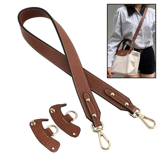 Bag Shoulder Strap For Longchamp Short Handle Bag Adjustable Free Punching Modified Messenger Strap Real Leather Shoulder Strap