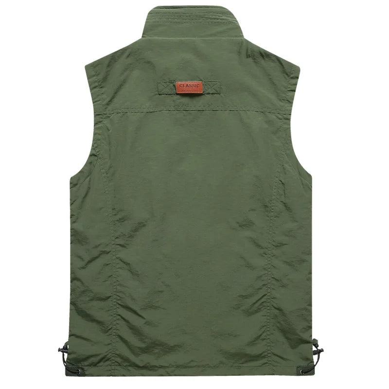 Mens Mesh Vest Multi Pocket Quick Dry Fishing Hiking Sleeveless Jacket Reporter Loose Outdoor Casual Thin Vests Waistcoat Male