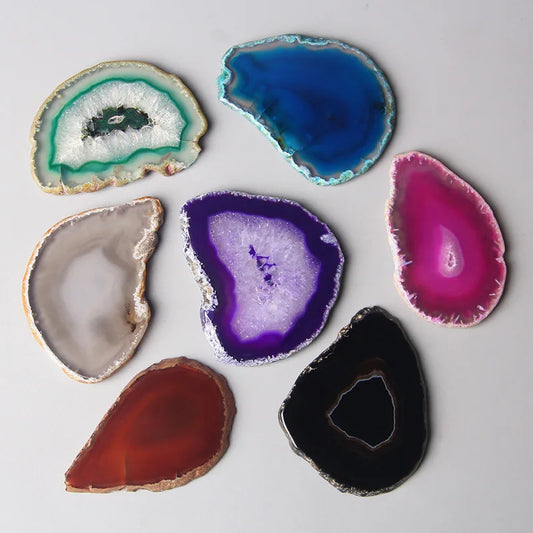 No Hole Agates Slices Irregular Natural Onyx Agates Slice Healing Stone Geode Slice for Home Decor Name Card Wedding 50-80mm 1PC