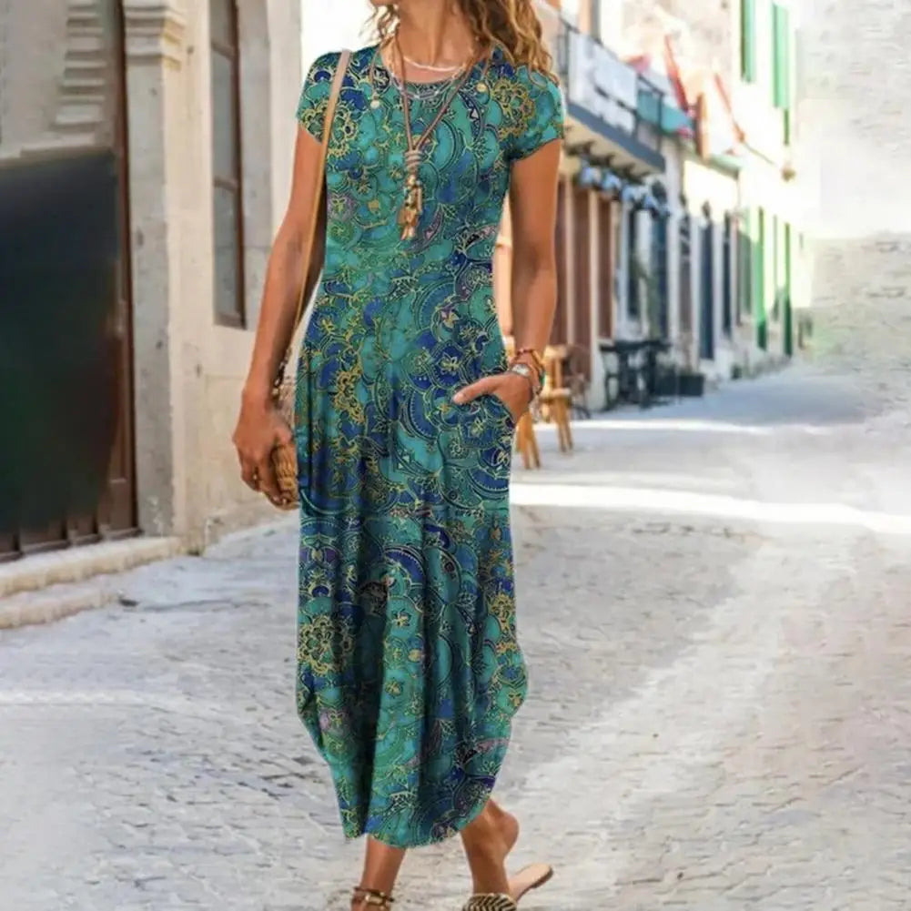 fashion summer dresses 2024 Vintage Sundress Loose Female Ladies Floral Print Dresses Party dresses