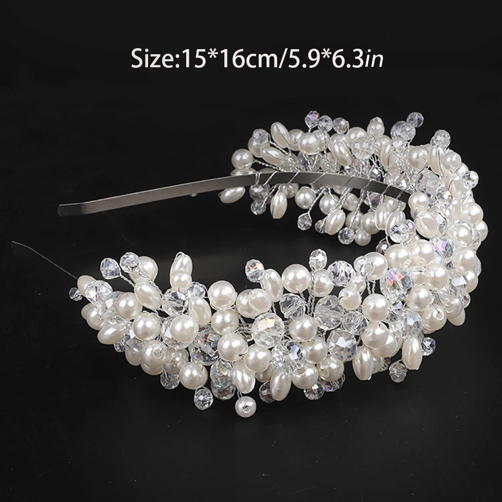 Bridal Tiara Headwear Pearl Crown Princess Wedding Bridal Tiara Pear Crystal headband Wedding Hair Jewelry Bridal Accessories