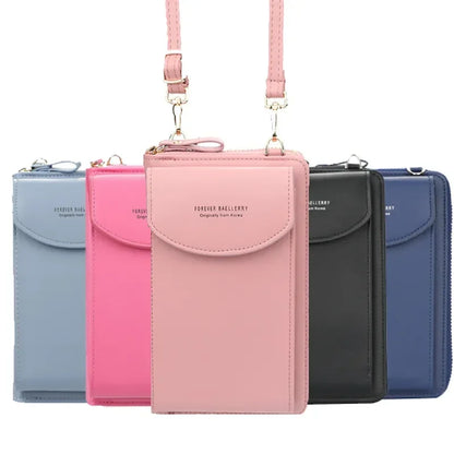 Women's Wallet Shoulder Mini Leather Bags Straps Mobile Phone Big Card Holders Wallet Handbag Money Pockets Girls Small Bags