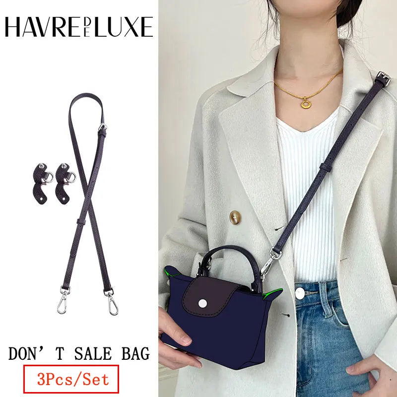 HAVREDELUXE 3Pcs/Set Bag Strap For Longchamp Mini Bag Adjustable Strap Bag Inner Liner Without Punching Modified Shoulder Strap