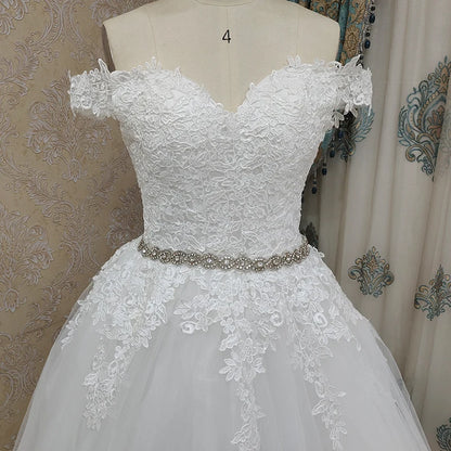 9183 2024 Off Shoulder Embroidery Charming  Sweetheart White Wedding Dress Custom Made Size Ball Gown Wedding Dresse