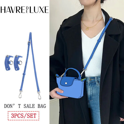 HAVREDELUXE 3PCS/SET Shoulder Strap For Longchamp Mini Bag Without Punching Modified And Adjustable Cross-body Leather Bag Strap