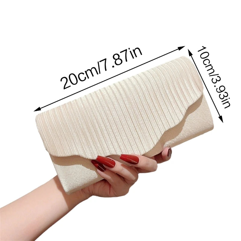 Elegant Vintage Pleated Evening Bag with Detachable Chain Perfect for Weddings Parties and Proms