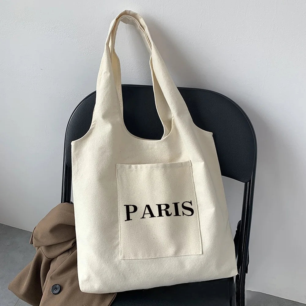 2020 Shopping Bag Woman Bag Text Pattern Printing Series Beige Reusable Harajuku Commuter Simple Large Capacity Fashion Tote Bag