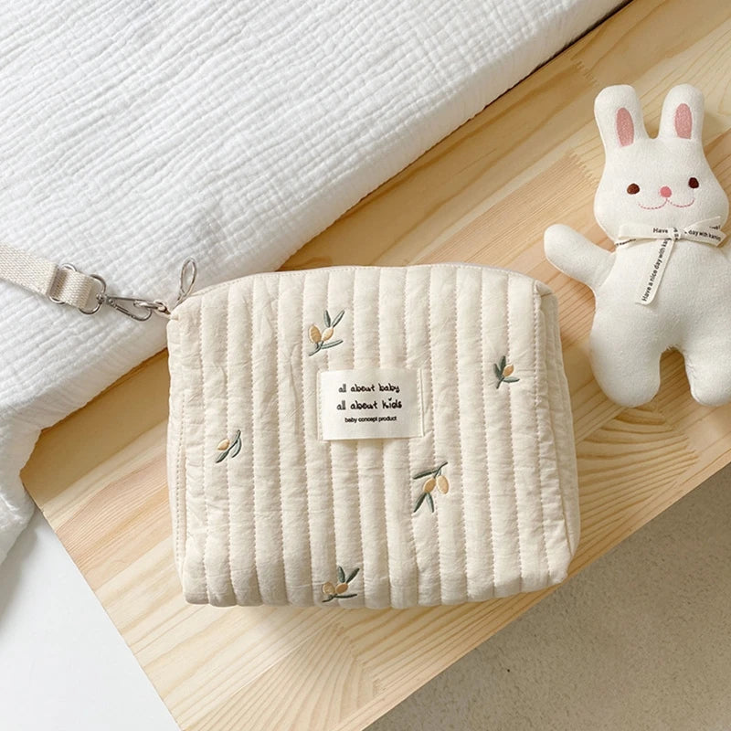 Cute Bear Embroidery Mommy Bag Zipper Newborn Baby Diaper Bags Nappy Travel Stroller Storage Organizer Makeup Pouch