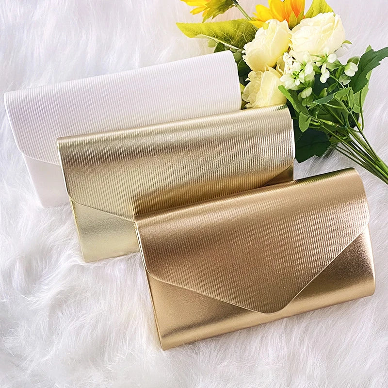 Elegant Silver Envelope Clutch Classic Dinner Clutch Purse Formal Banquet Handbag For Wedding Party Prom