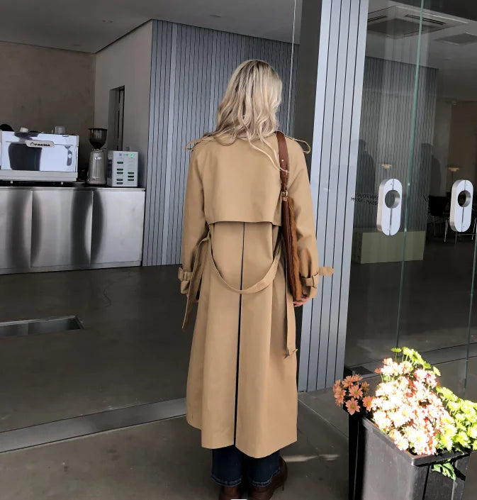 2024 Fall / Autumn New Design Women Stylish Cotton Long Trench Coat Female Windbreaker